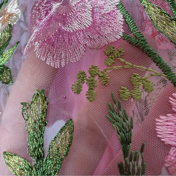 For Love and Lemons Luna Mini Dress embroidered Floral Pink - XS - Picture 12 of 15